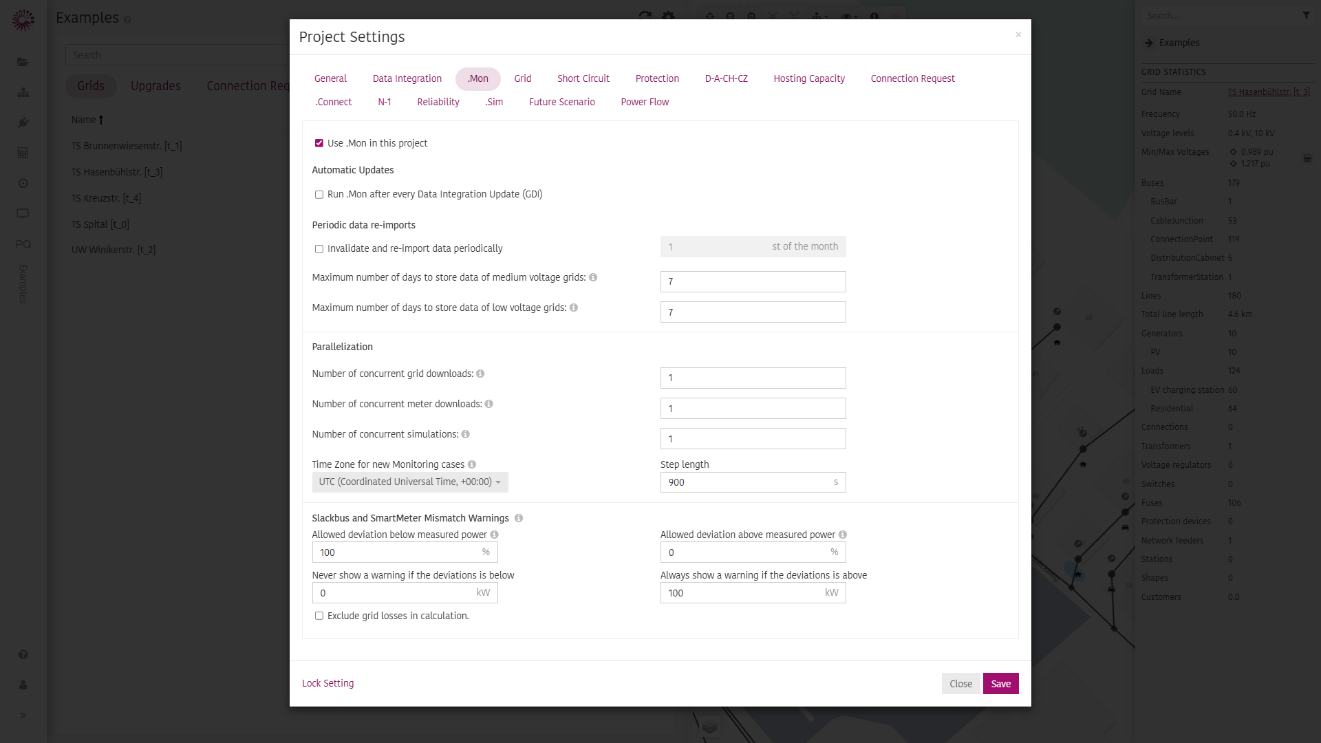 .Mon project settings